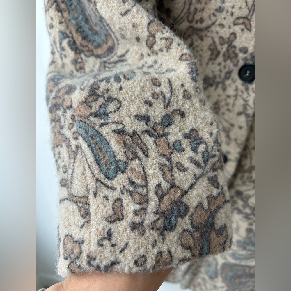 ZARA Long Wool Floral Coat Jacket Cosmic Astrology Zodiac Rose Garden - Picture 6 of 11